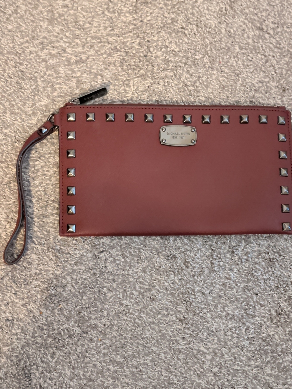 Michael Kors Red Leather Studded Wristlet
